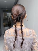 ツインタイト編み下ろしヘアセット結婚式参列お呼ばれヘアメイク