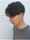 メンズマッシュセンターパートスパイラルパーマニュアンスパーマ