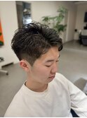 高め刈り上げ×ワンカールパーマ