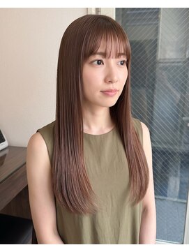 零秒女髪 千里丘店 上品さを引き立てる艶カラーの美髪ストレートロング髪質改善艶感