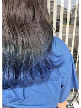 バベル(BABEL Hair Design) 【BABEL】ブルー裾カラー＿寒色系カラーネイビー