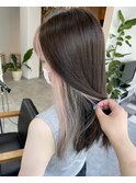 パールピンク×インナーカラーグリーンイヤリングカラー　上本町