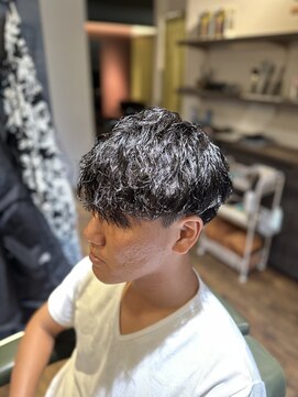 エクファフォーメン(EX-FA FOR MEN) ベリーショート/ダークアッシュ/ニュアンスパーマ/韓国マッシュ