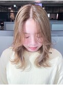 ミディアム韓国ヘア顔周りレイヤー前髪カット_ba546021