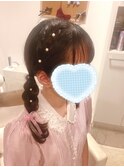 編み込みおろしツインテール