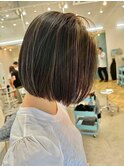 20代30代40代50代☆パッツンボブ細めハイライトメッシュ