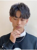 束感ショート無造作パーマツーブロック刈り上げ
