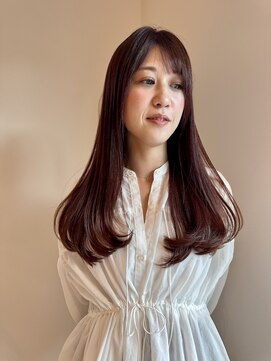 リノア 鵠沼海岸(LINOA) デザインカラー/レイヤーカット/ウェットヘア/オリーブベージュ