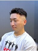 ビジネスシャープスキンフェード ワイルドパーマ オールバック