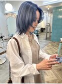 ウルフカット☆ブルーカラーブリーチダブルカラーレイヤーカット