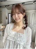 サイド編み下ろしヘアアレンジヘアセットシースルー前髪カット