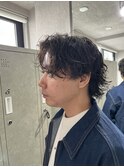 センターパートミニウルフサーフカール波巻きツイストパーマ