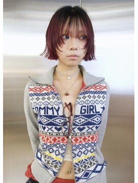 イェン(Yen.) ボルドーカラーフェイスレイヤーボブ