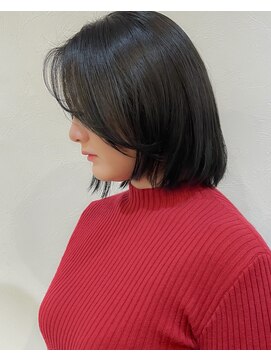 セットアップ 岡山北長瀬店(SET-UP) レイヤーボブ黒髪韓国艶髪髪質改善かきあげ大人女子