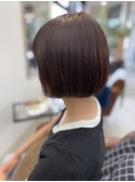 ピンクブラウン/柔らかボブ