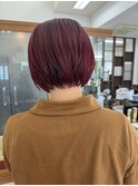 ショートボブ/ワインレッドカラー