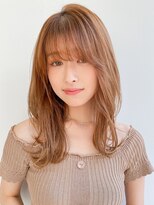 小顔前髪Aラインボブイヤリングカラーかきあげマロンベージュ♪