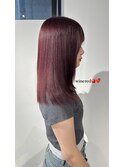 韓国風ブリーチなしダブルカラー/ボルドーカラー