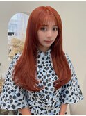 ブリーチ有りでできるオレンジカラーに羽エクステ90本