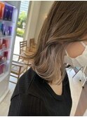 イヤリングカラー☆ブリーチ１回ホワイトミルクティー