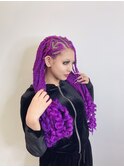 purpleデザインコーンロウ、ブレイズヘア
