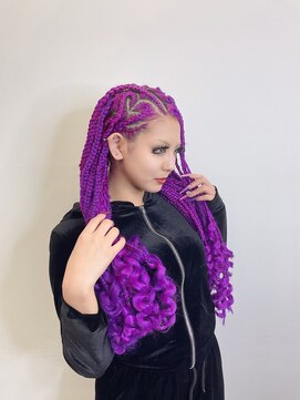 purpleデザインコーンロウ、ブレイズヘア