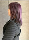 ラベンダー ブリーチ ハイトーン 顔周りカット レイヤーカット