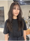 ハッシュカットウルフカットオリーブグレージュ/中西