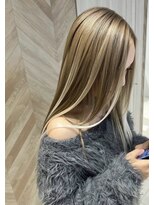 アース いわき店(HAIR&MAKE EARTH)&nbsp;ライトブラウン×太めゴールドハイライトのロングストレート