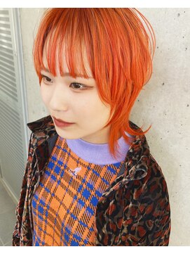 ガルボ ヘアー(garbo hair) #オレンジ#ウルフ#ハイトーン#下村カラー#お洒落