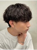 波巻きスパイラルパーマツーブロックツイストパーマメンズヘア