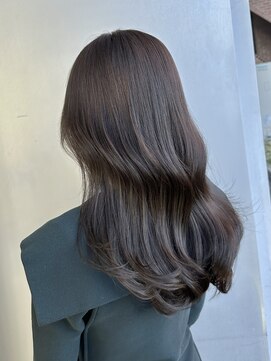 エアー 青山(AIR) ブリーチなしアッシュグレージュロングレイヤー