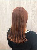 セミロング×ピンクベージュ【TELA HAIR 君津店】