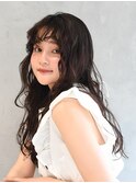 20代30代40代ロングウルフインナーカラーオリーブグレージュ