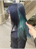 ブルー/ターコイズブルー/インナーカラー