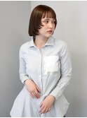 顔まわりレイヤー/ショートボブ/マロンブラウン
