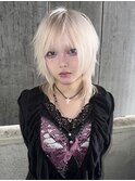 レイヤーカット/ウルフ/ホワイトブロンド/外ハネボブ/美髪