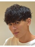 MEN’S HAIR/ブルーブラック/フェザーパーマ/サーフカール/J