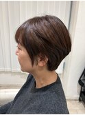 40代50代60代ひし形小顔ショートボブ絶壁解消白髪ぼかし前髪あり