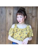 夏にオススメ　ルーズなお団子アレンジ