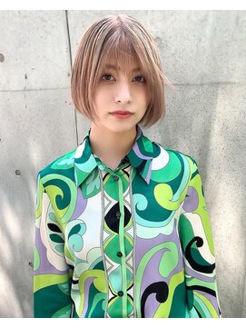 ヴェイン 渋谷(vain) ミディアムボブ×ミルクティべージュ