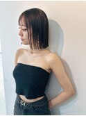 バッサリストレートパーマカラーパツッとボブ