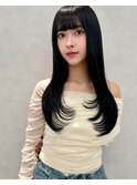 レイヤーロング/ヘルシースタイル/韓国ヘア/ベビーピンク/新宿