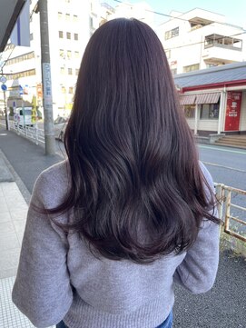 オーガニックエコ 川越(organic+eco) ツヤ感たっぷりラベンダーカラー♪×ゆる巻きロング