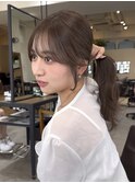 美髪レイヤーカット／顔まわりレイヤー／ロングレイヤ 一/前髪