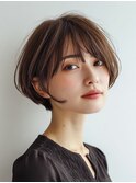 ピンクベージュ/アンブレラカラー/クールショート/前髪/大口子安