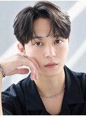 シースルーマッシュ韓国メンズヘアコンマバングフェザーパーマ