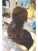 編み込みハーフアップ