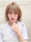 【佐藤】ミルクティーベージュフェザーバング小顔レイヤーボブ