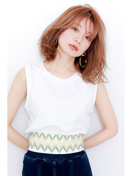 ラフィスヘアー シャルム 渋谷店(La fith hair charme) 【La fith】 夏 オレンジ×ふんわりボブ